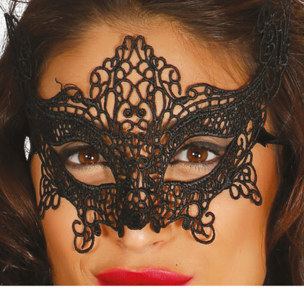 Bestickte Maske Schwarz