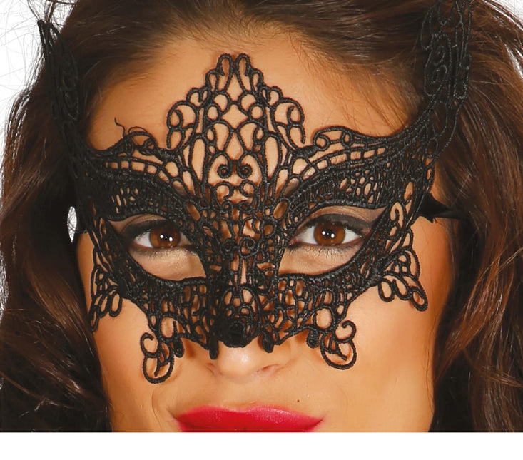 Bestickte Maske Schwarz
