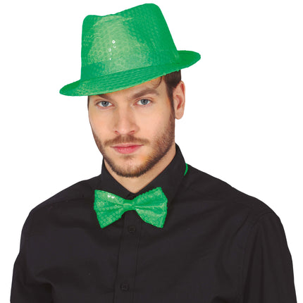 Paillettenhut Neon Grün