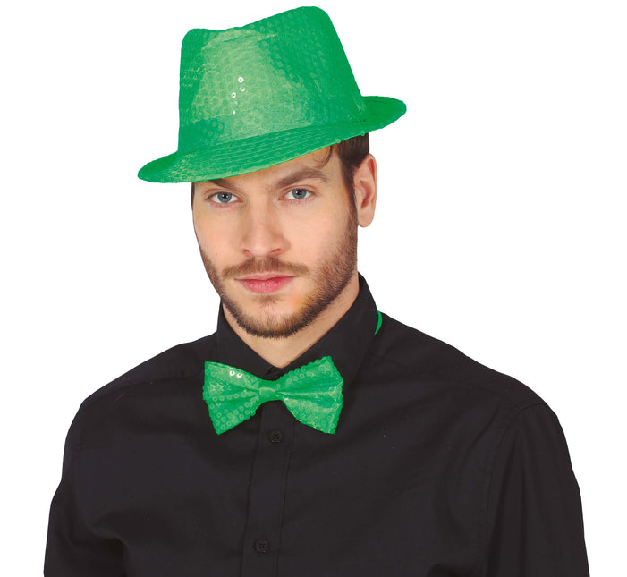 Paillettenhut Neon Grün