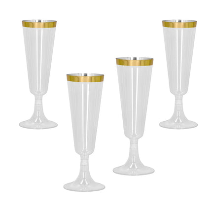 Set aus 4 glitzernden Plastikflöten gold