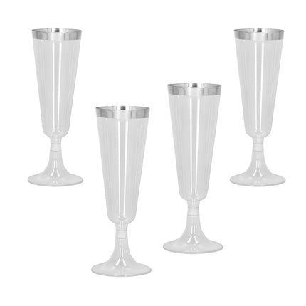 Set mit 4 glitzernden Plastikflöten silber