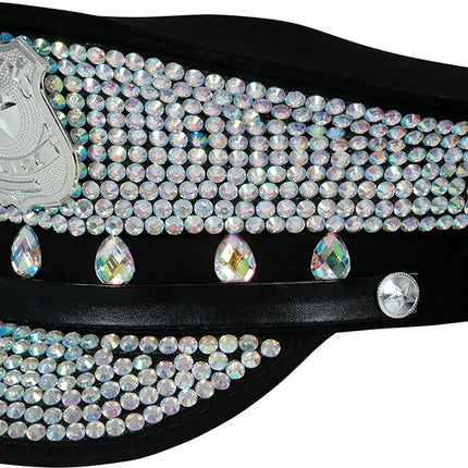 Polizeimütze, schwarz, silber, mit Glitzer