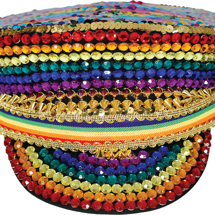 Regenbogen-Mütze mit Glitzer