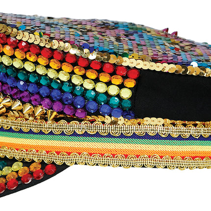 Regenbogen-Mütze mit Glitzer