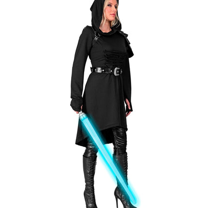 Mittelalterliches Gothic-Kleid schwarz mit Kapuze