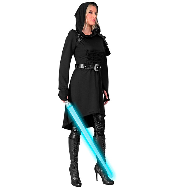Mittelalterliches Gothic-Kleid schwarz mit Kapuze