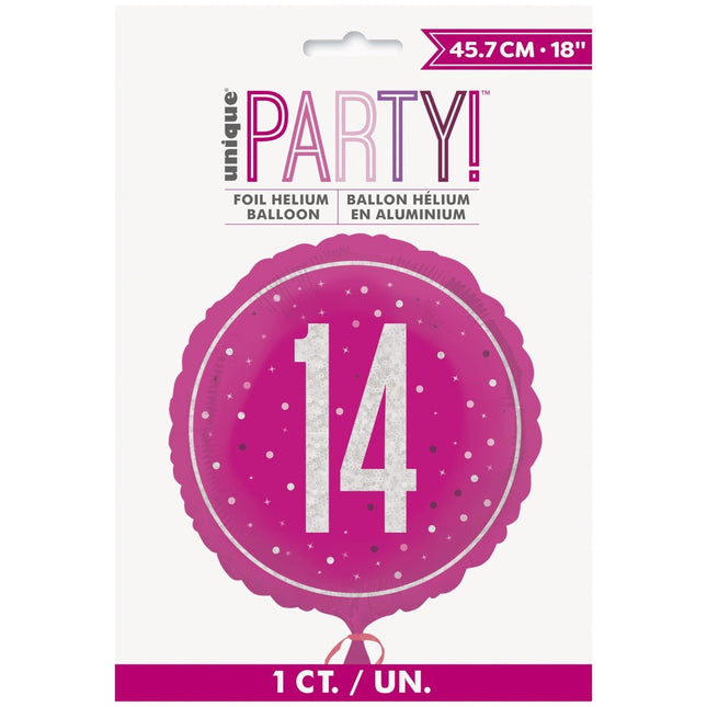 14 Jaar Helium Ballon Leeg 45cm van Unique koop je bij Partywinkel