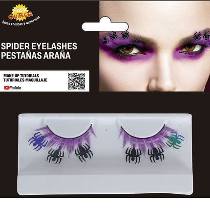Halloween Nep Wimpers Zwart Spinnen