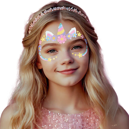 Bunte Gesichtssticker für Kinder – Einhorn