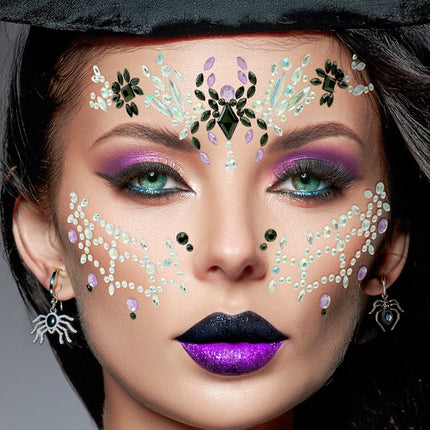 Gesichtsdekoration Spinnennetz und Spinne Halloween