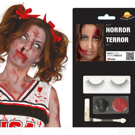 Make-up Set Vampir Schwarz Rot 4 Stück