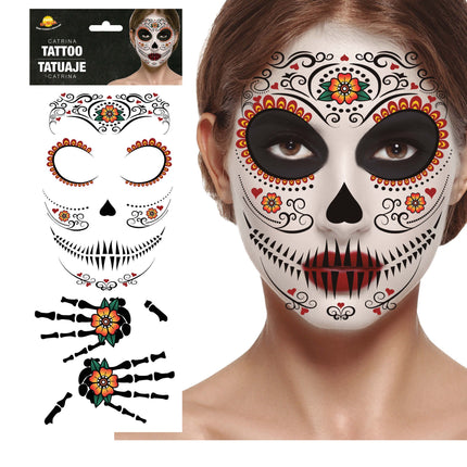 Dia De Los Muertos Gesichtsaufkleber 30x14 cm