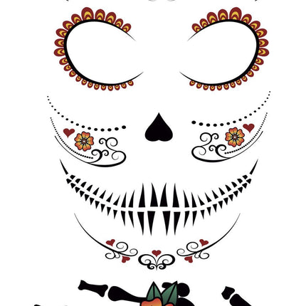 Dia De Los Muertos Gesichtsaufkleber 30x14 cm
