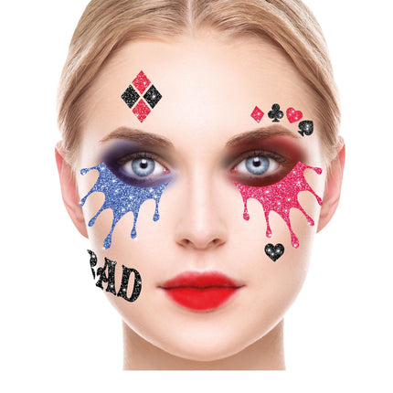 Gesichtsaufkleber Harley Quinn Glitter 20cm