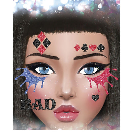 Gesichtsaufkleber Harley Quinn Glitter 20cm