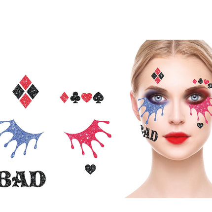 Gesichtsaufkleber Harley Quinn Glitter 20cm