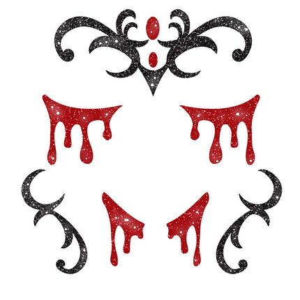Halloween Gesichtsaufkleber Vampir Glitzer 20cm