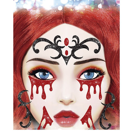 Halloween Gesichtsaufkleber Vampir Glitzer 20cm