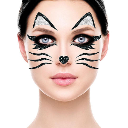 Gesichtsaufkleber Katze Glitzer 20cm