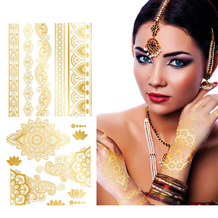Gouden Gezicht Stickers Oriental 14cm