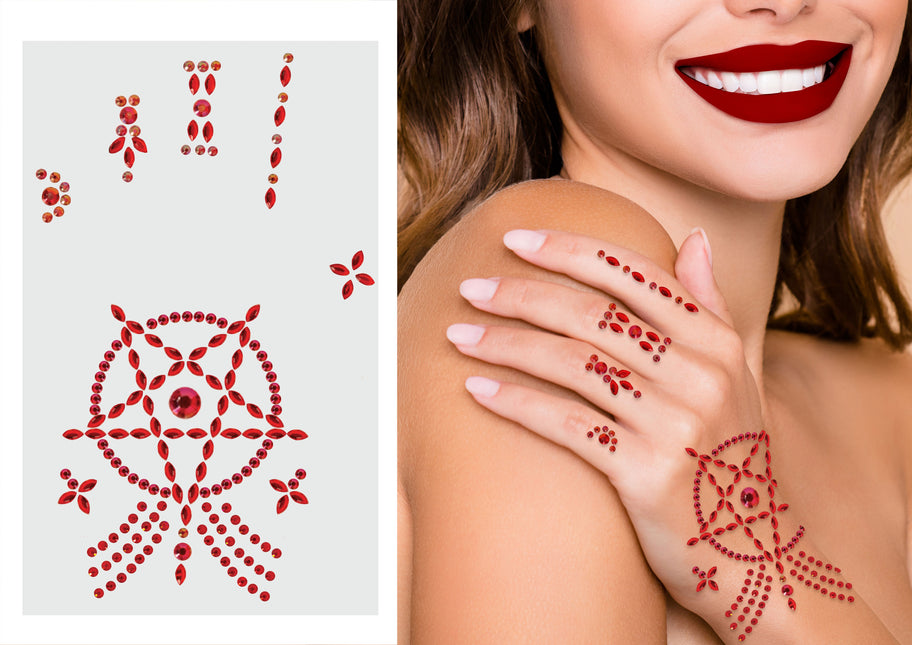 Rote Hand Aufkleber Strass Symbol Satan