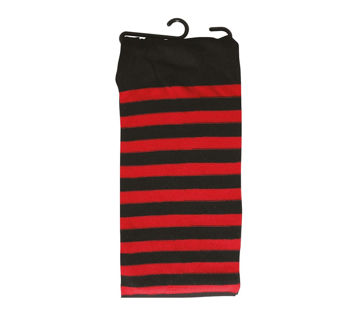 Halloween Strumpfhose Kind Schwarz Rot Gestreift 5/9 Jahre