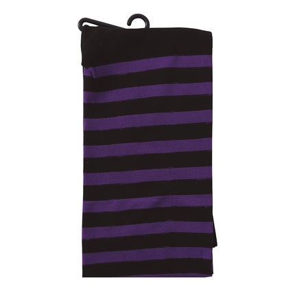 Halloween Strumpfhose Kind Schwarz Flieder Gestreift