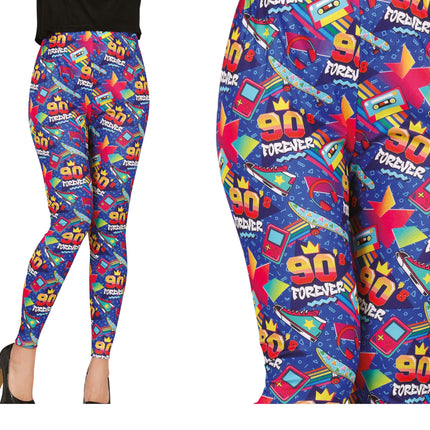 90er Jahre Legging Blau Damen