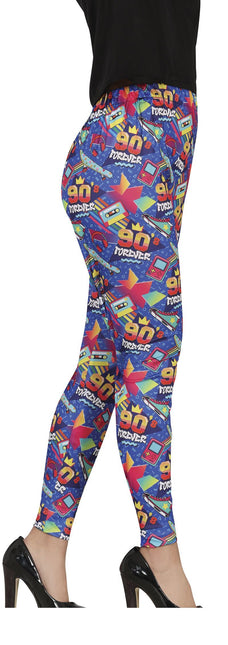 90er Jahre Legging Blau Damen