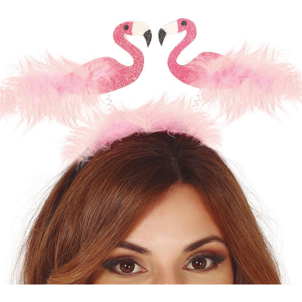 Stirnband Federn und Flamingos