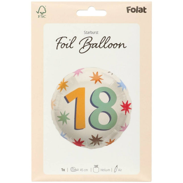 18 Jaar Helium Ballon Leeg 45cm van Folat koop je bij Partywinkel
