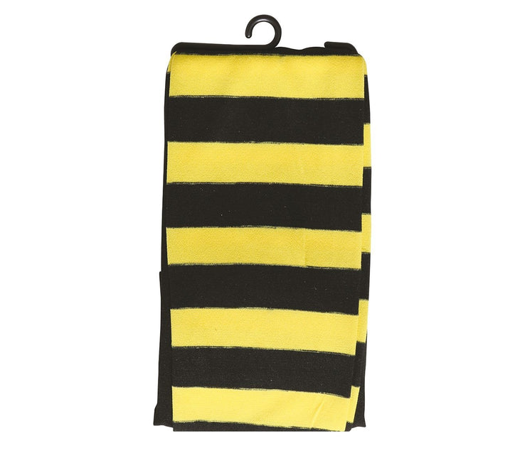 Halloween Strumpfhose Schwarz Gelb Gestreift