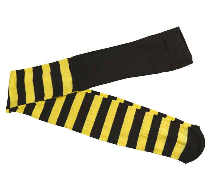 Halloween Strumpfhose Schwarz Gelb Gestreift