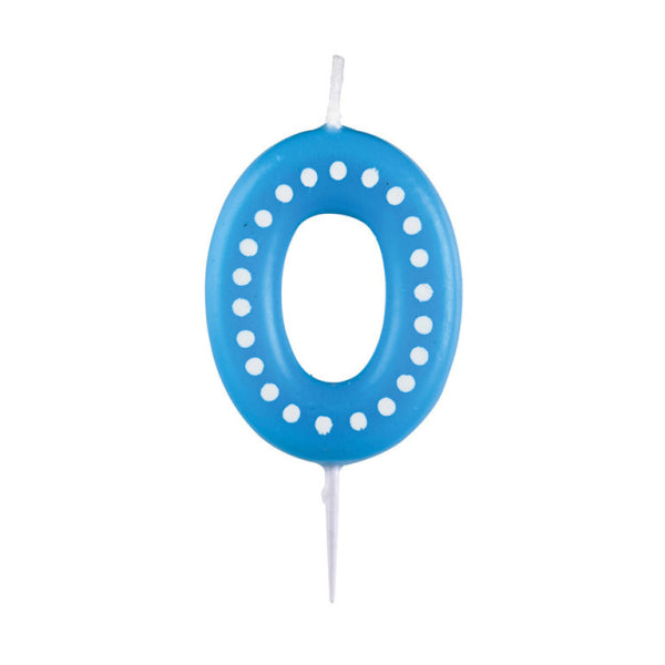 0 Kerze Blaue Punkte 6,5 cm