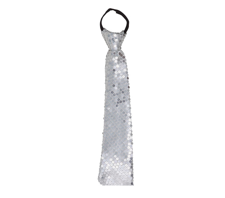 Silberne Krawatte Glitter Paillet