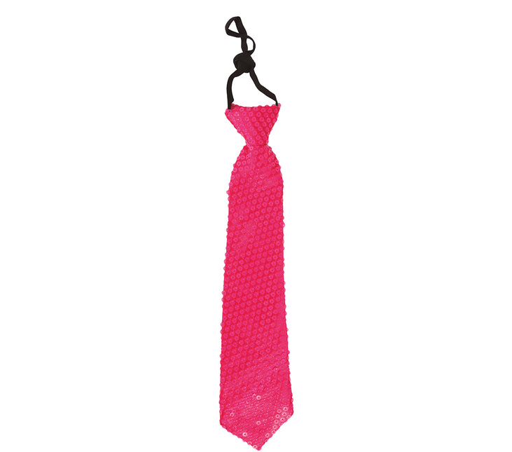 Neon Rosa Krawatte Glitter 37cm