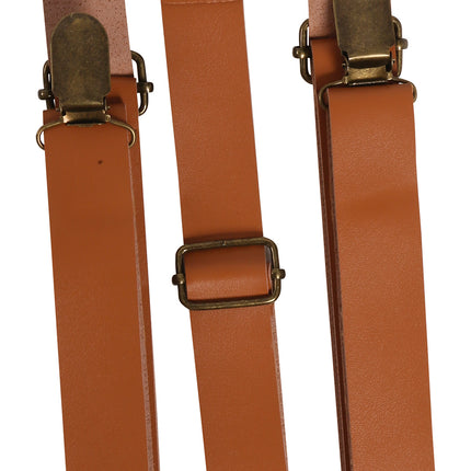 Braune Hosenträger aus Kunstleder 58cm