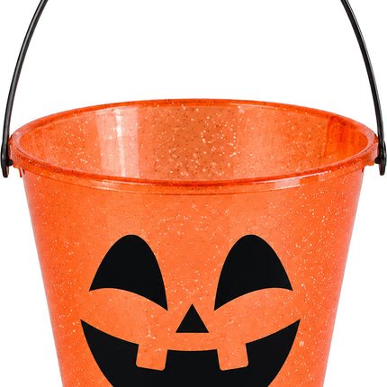 Halloween-Eimer mit orangefarbenen Glitzerpartikeln