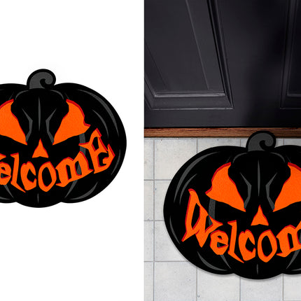 Halloween-Fußmatte – Schwarzer Kürbis