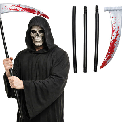Halloween-Attrappe einer Sense mit Blut, 95 cm