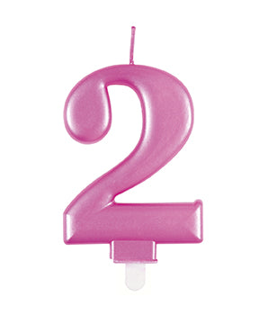 2 Jahre Kerze Rosa 12cm
