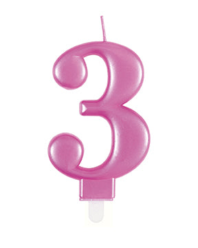 3 Jahre Kerze Rosa 12cm