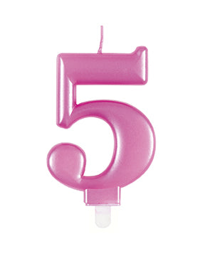 5 Jahre Kerze Rosa 12cm