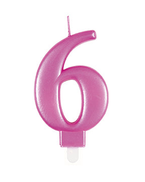 6 Jahre Kerze Rosa 12cm