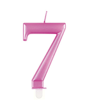 7 Jahre Kerze Rosa 12cm