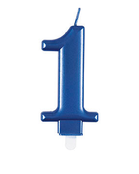 1 Jahr Kerze Blau 9cm