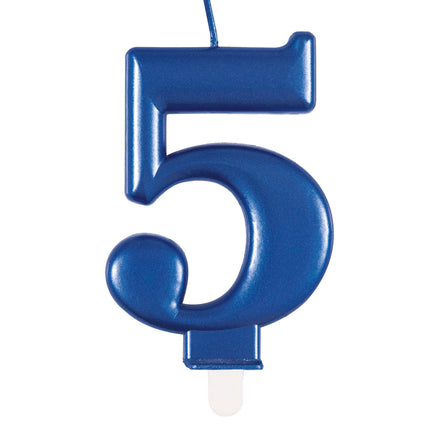 Metallische blaue Nummer 5 Geburtstagskerze