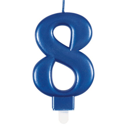 Metallische blaue Nummer 8 Geburtstagskerze
