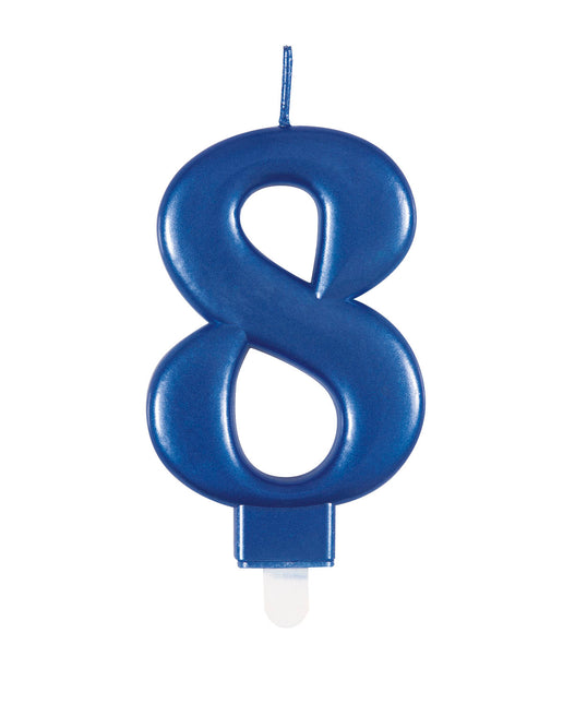 Metallische blaue Nummer 8 Geburtstagskerze